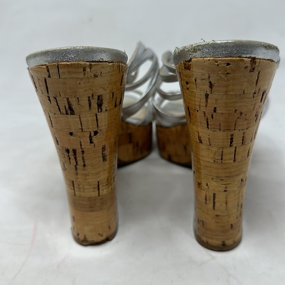 Dior Metallic Silver Wedge Platform Slide Sandals Size 39 - Picture 6 of 15